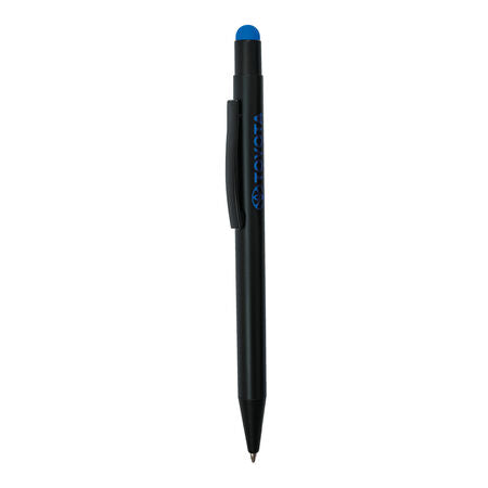 Laser Engraved Writing Set - Ballpoint & Rollerball Pens with Pen Case, Navy Blue Ink, Stylus Touchpoint, Gift Pen Set