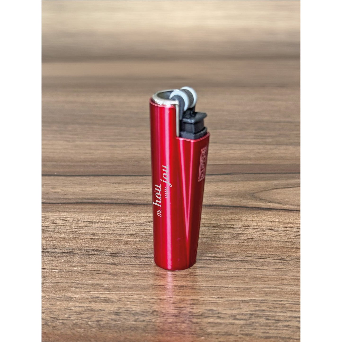 Personalized Metal Clipper Flint Lighter – Custom Engraved with Logo & Text – Custom Design – Personalized Gift – Blue, Red, Gray -Model 55010