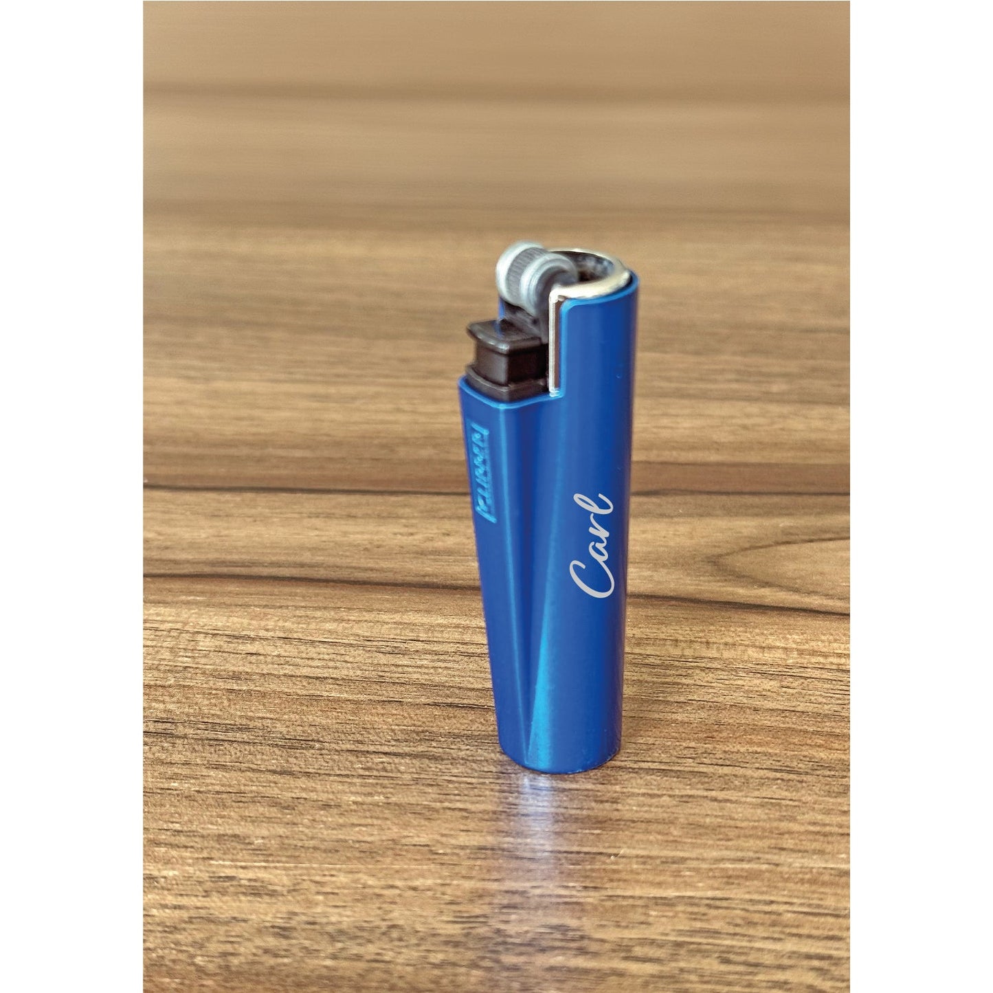 Personalized Metal Clipper Flint Lighter – Custom Engraved with Logo & Text – Custom Design – Personalized Gift – Blue, Red, Gray -Model 55010