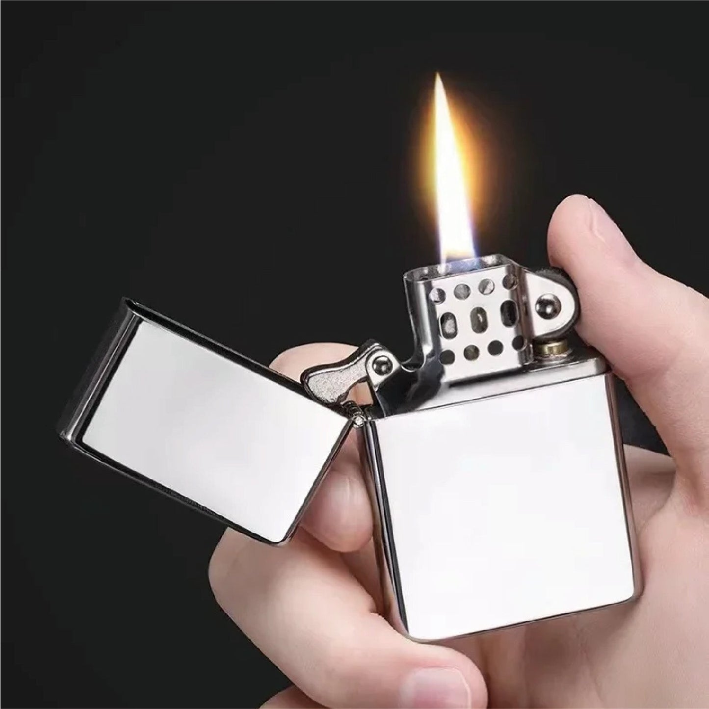 Custom Engraved Metal Butane Lighter - Windproof Zippo-Style, Personalized with Logo & Text, Laser Engraved, Gift (Model 55020)