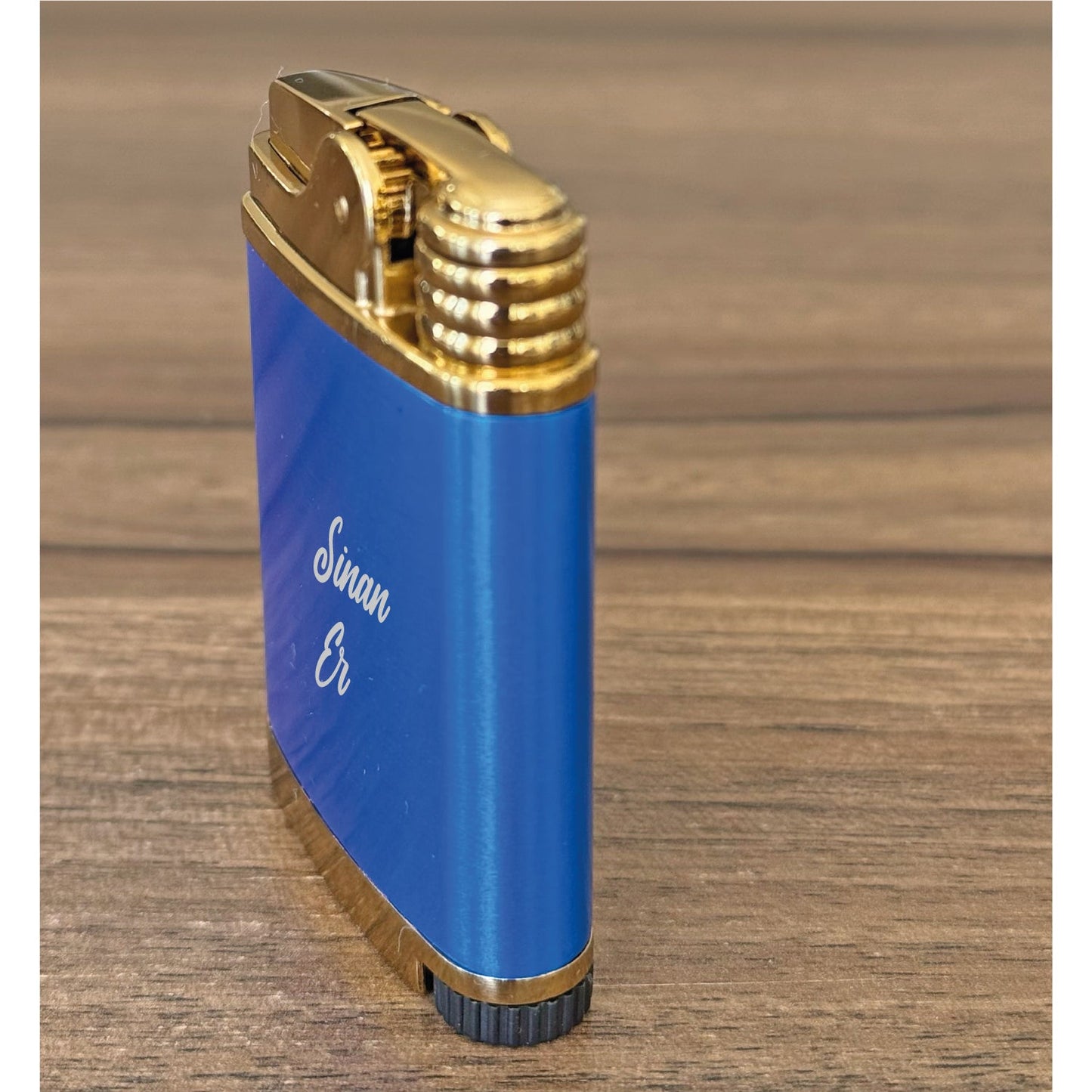 Personalized Metal Butane Lighter – Custom Engraved with Logo & Text – Custom Design – Personalized Gift – Blue – Model 55220