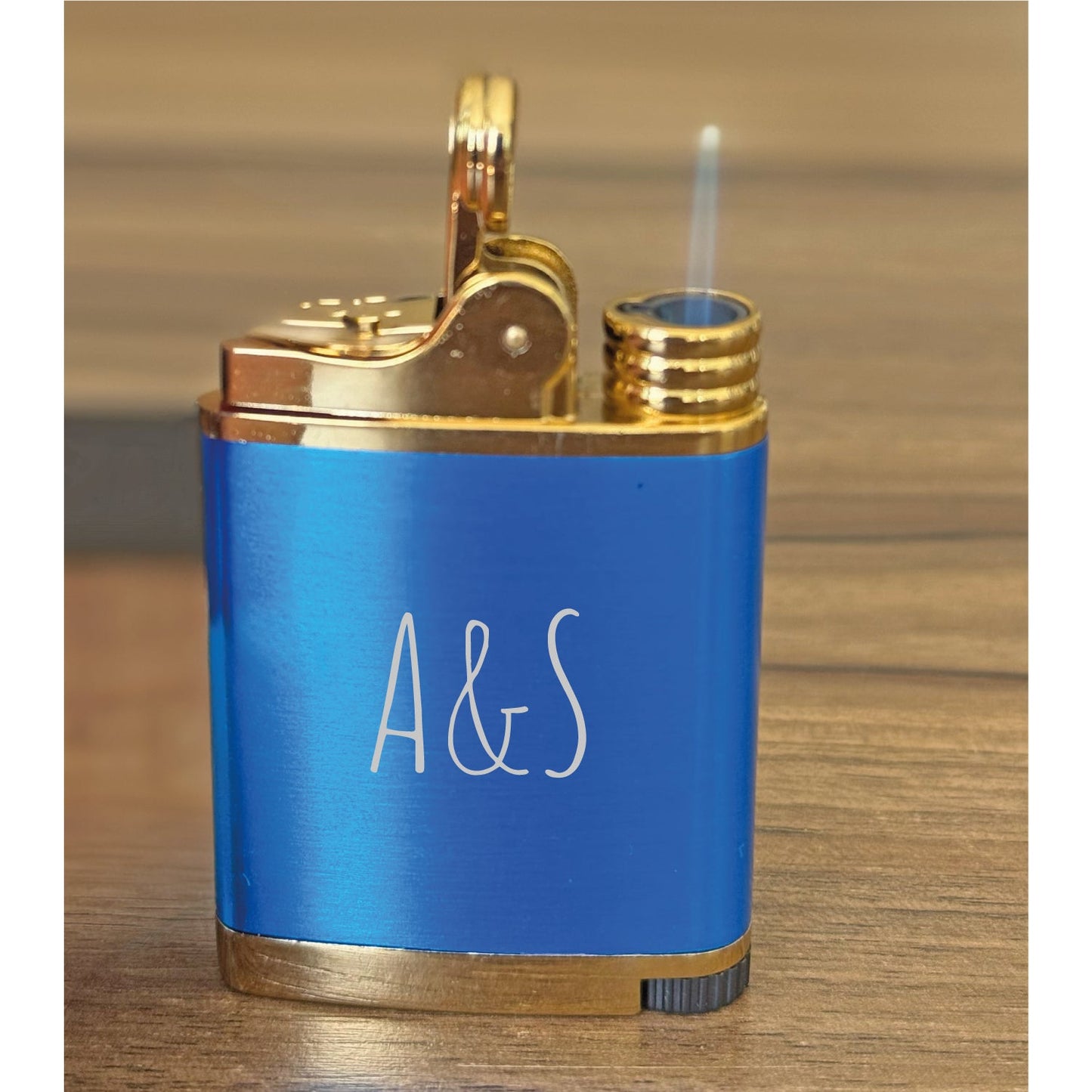 Personalized Metal Butane Lighter – Custom Engraved with Logo & Text – Custom Design – Personalized Gift – Blue – Model 55220