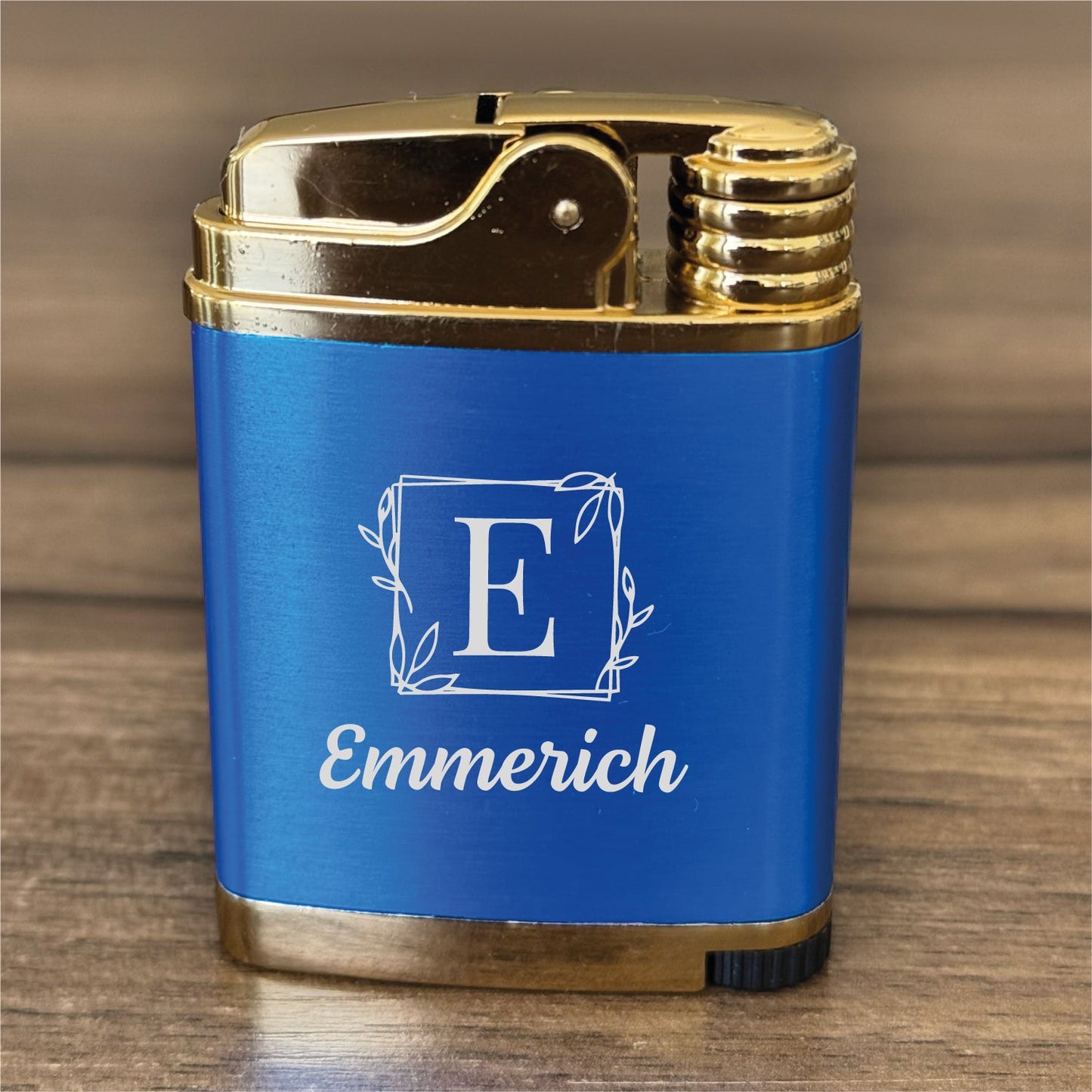 Personalized Metal Butane Lighter – Custom Engraved with Logo & Text – Custom Design – Personalized Gift – Blue – Model 55220