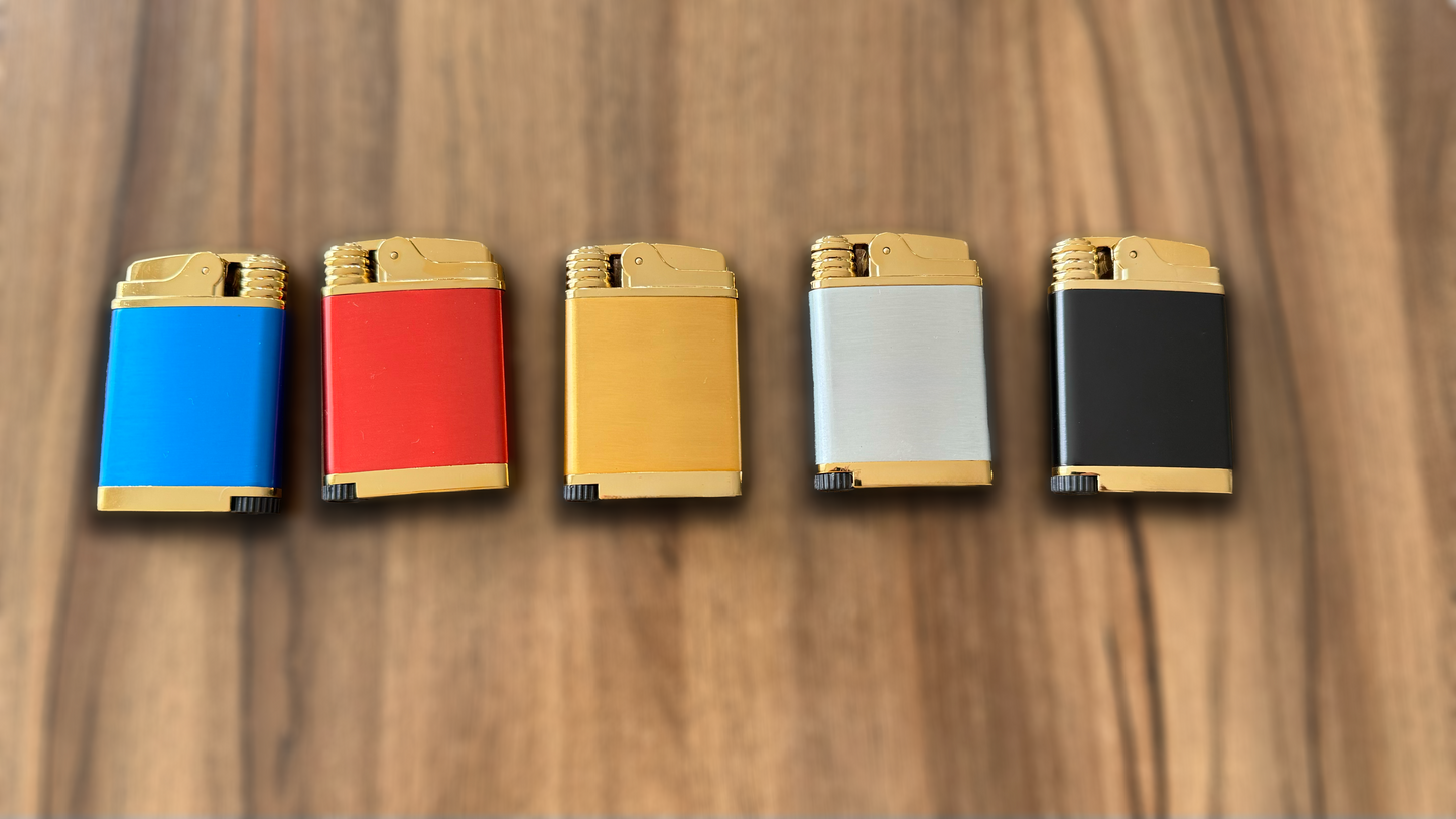 Personalized Metal Butane Lighter – Custom Engraved with Logo & Text – Custom Design – Personalized Gift – Gold – Model 55230