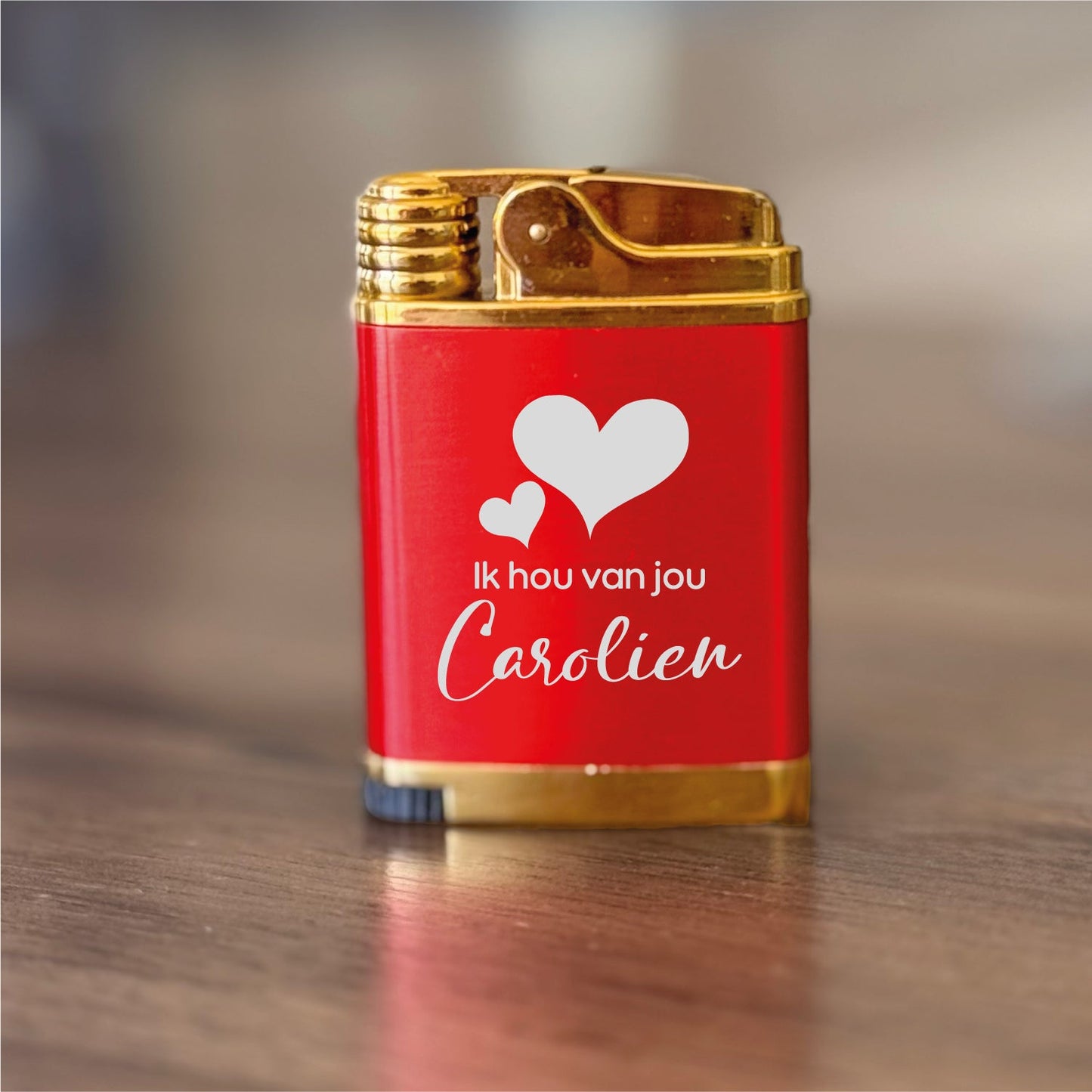 Personalized Red Metal Butane Lighter – Custom Engraved with Logo & Text – Windproof, Refillable – Custom Design – Personalized Gift – Model 55260