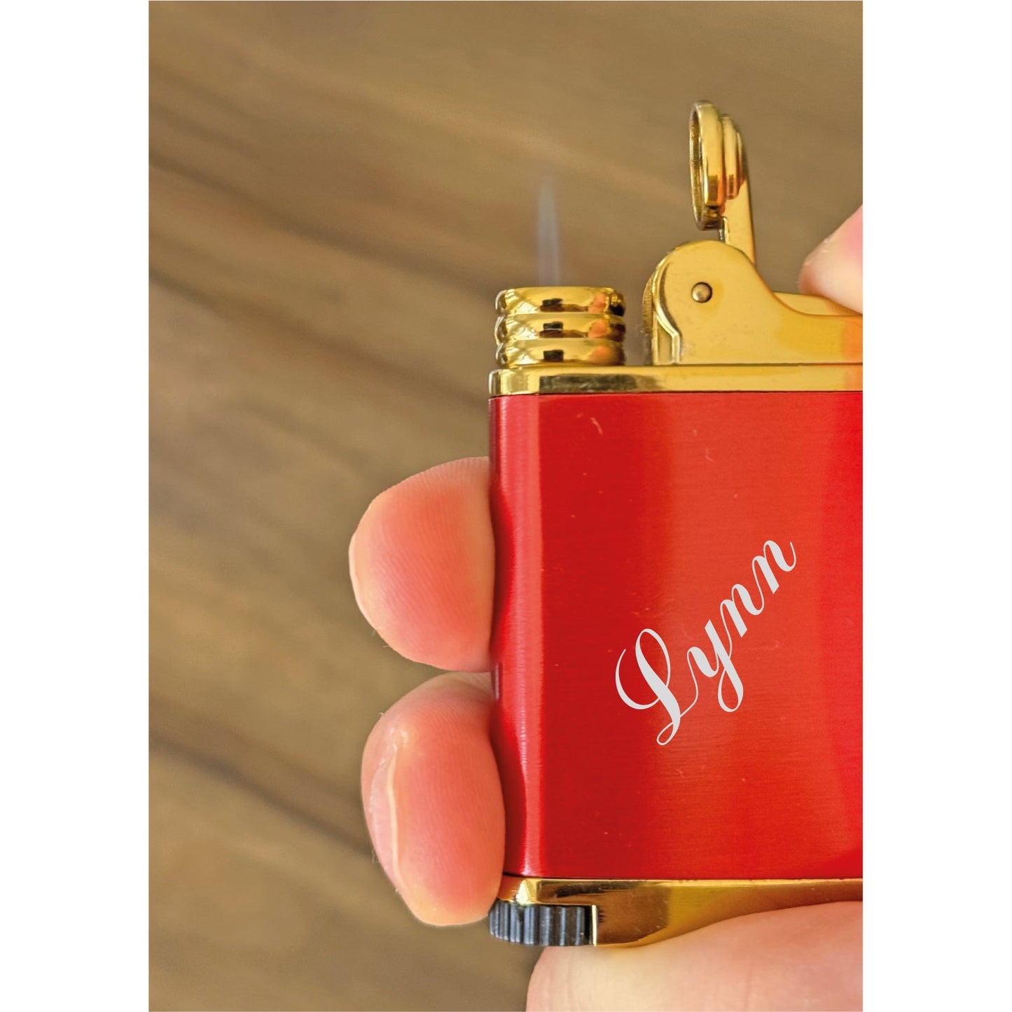 Personalized Red Metal Butane Lighter – Custom Engraved with Logo & Text – Windproof, Refillable – Custom Design – Personalized Gift – Model 55260