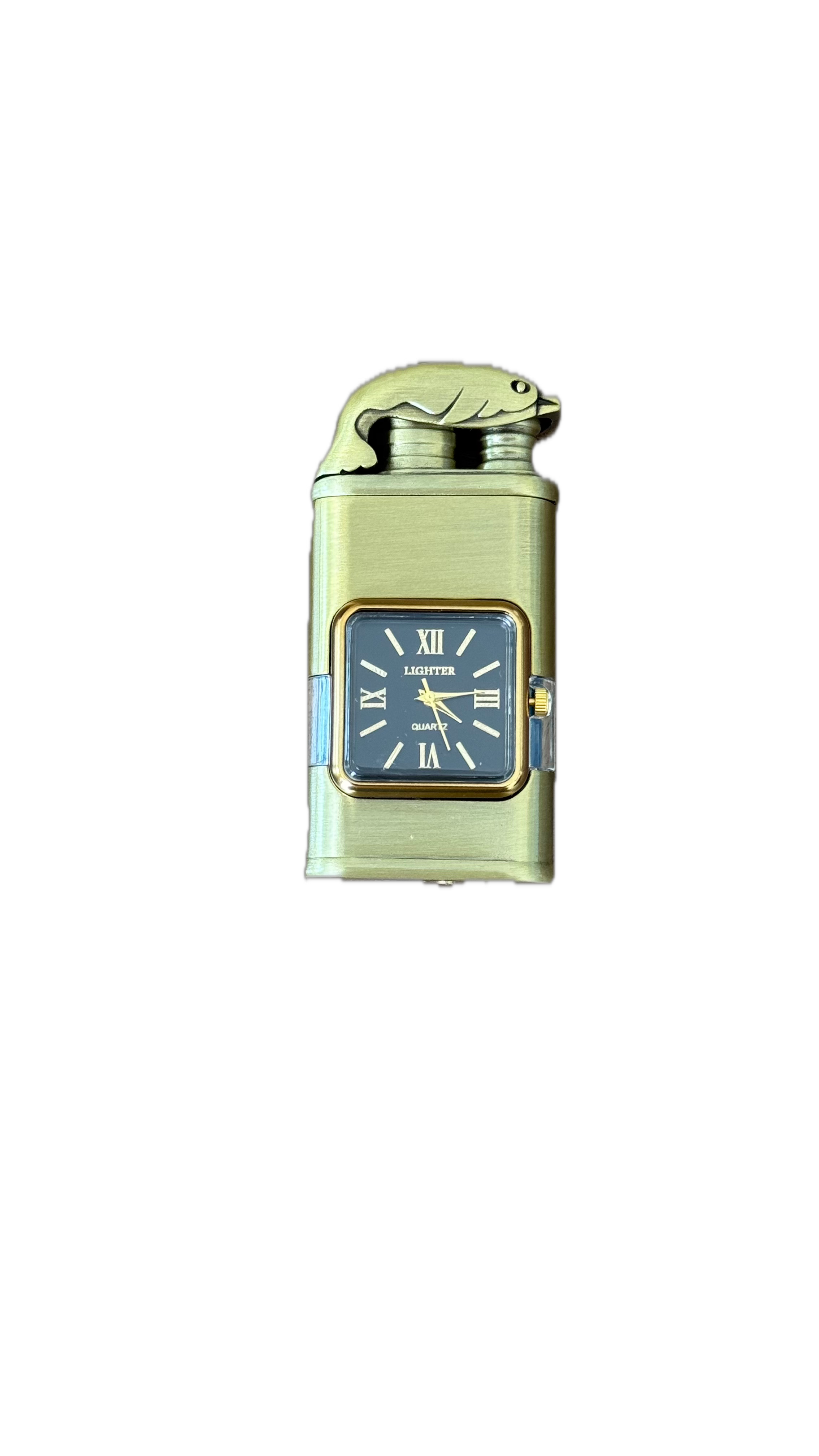 Custom Engraved Metal Butane Lighter - Windproof Dual Flame Torch, Vintage Design, Personalized Gift with Logo & Text, Durable Quartz Dial Watch