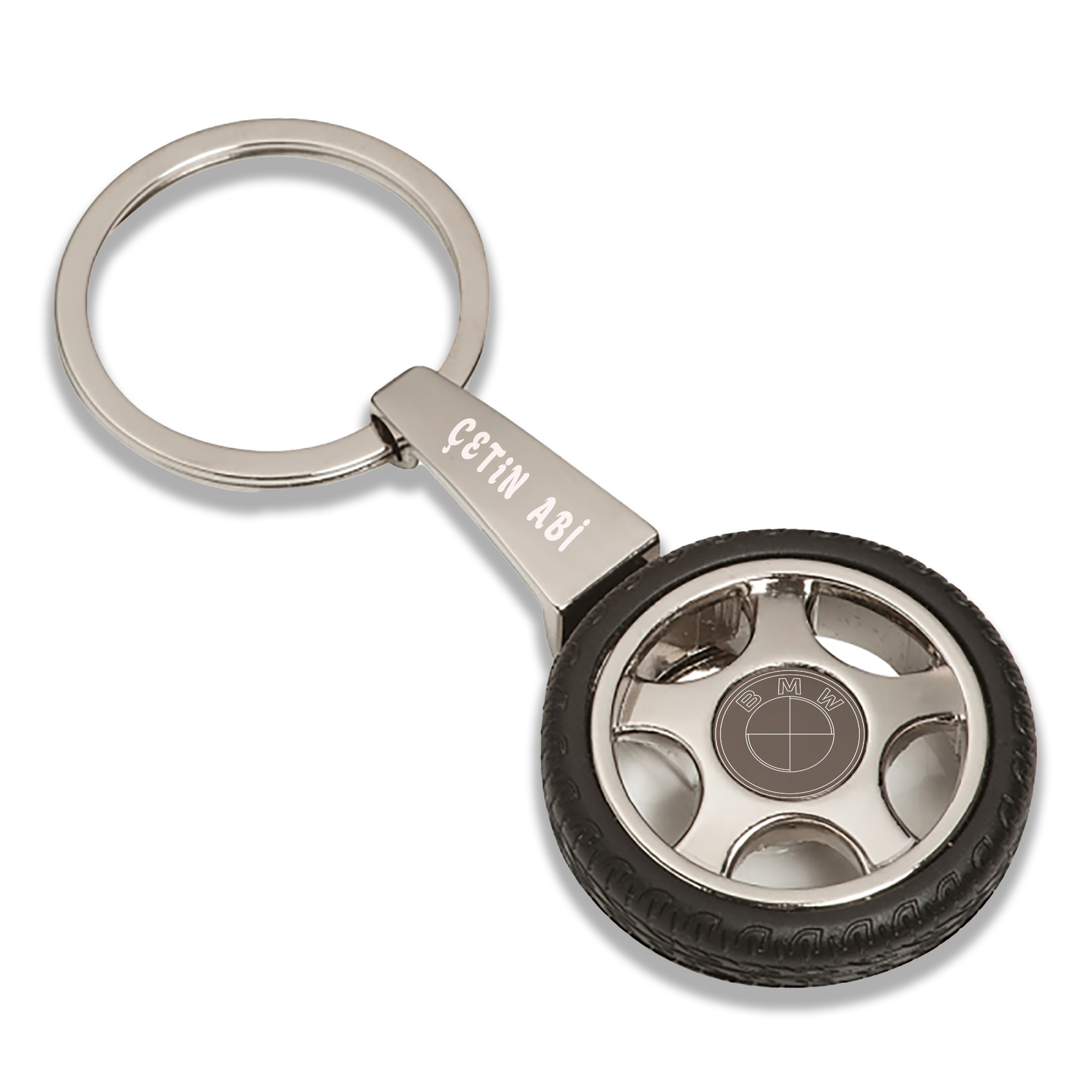 Personalized Car Wheel Keychain - Custom Name and Car Bmw Logo