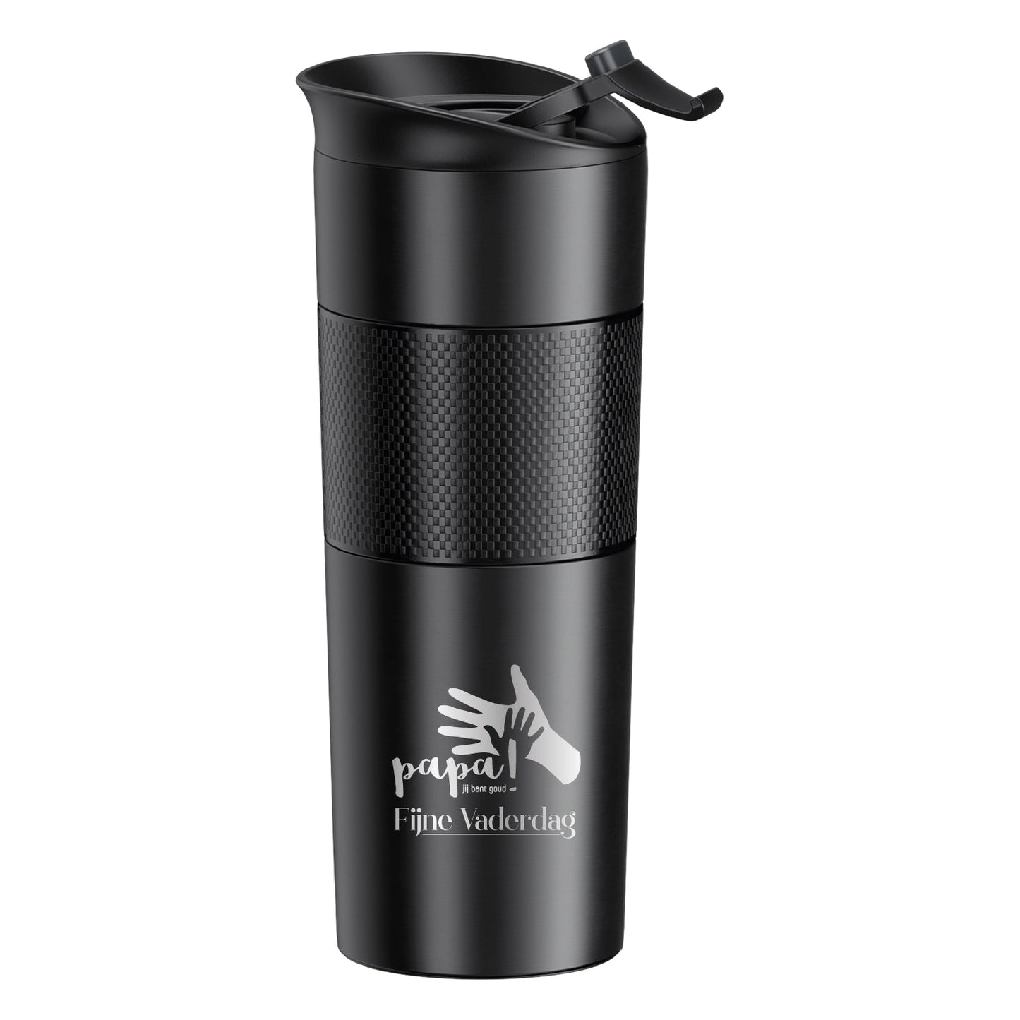 Tobeyz Thermoskan - Gepersonaliseerde RVS Thermosbekker - Zwart - 500 ml - Vaderdag Thermos - Cadeau Vader - Thermosfles Papa - Verjaardag Cadeau - Cadeau voor Papa