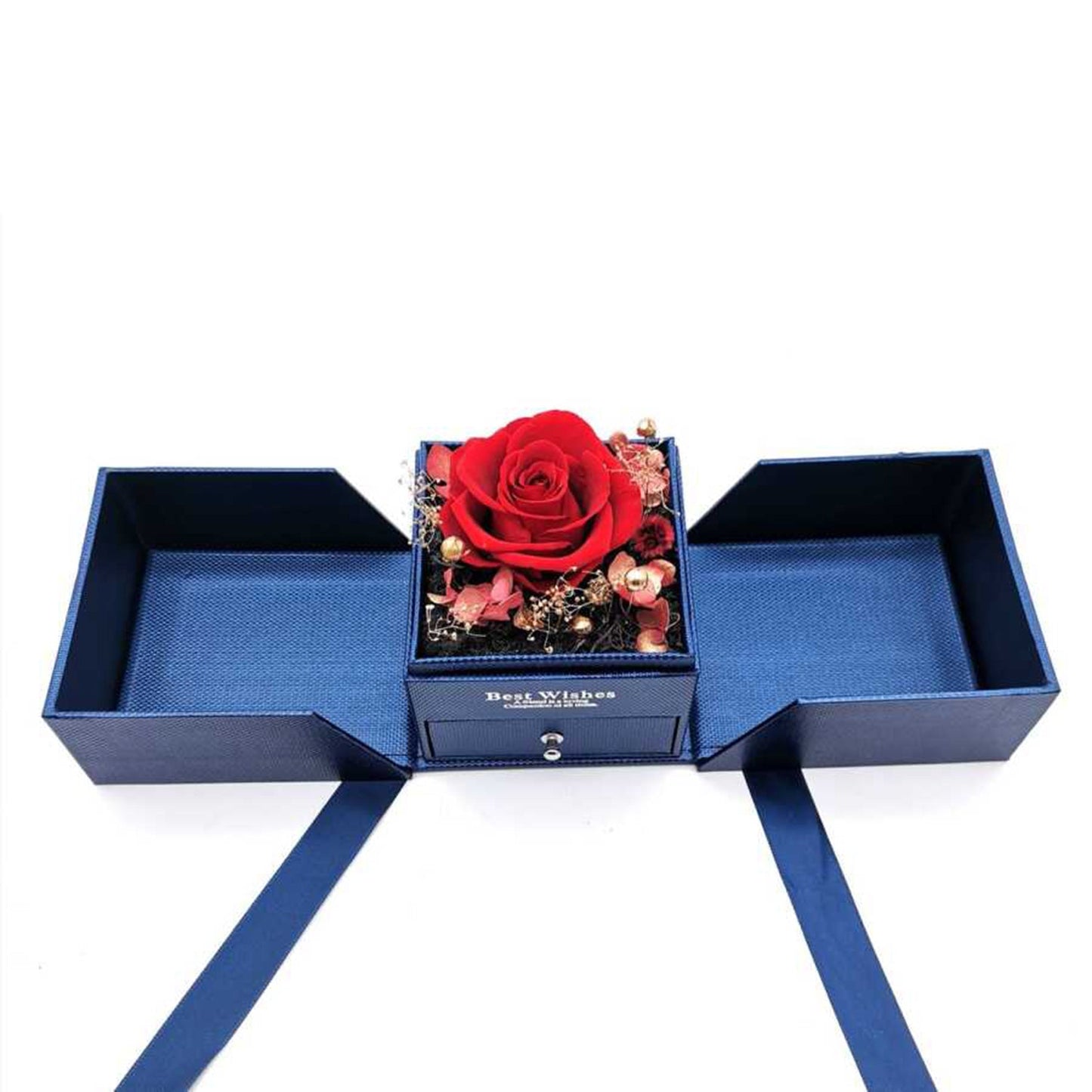 Real Blue Roses Gift Box – Wedding Gift – Mother’s Day Present – Valentine’s Day Bouquet – Long-Lasting Preserved Roses – 2 to 3 Years Durable