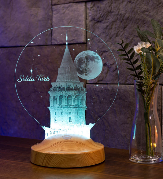 Galata Tower Personalized LED Lamp for Your Loved One