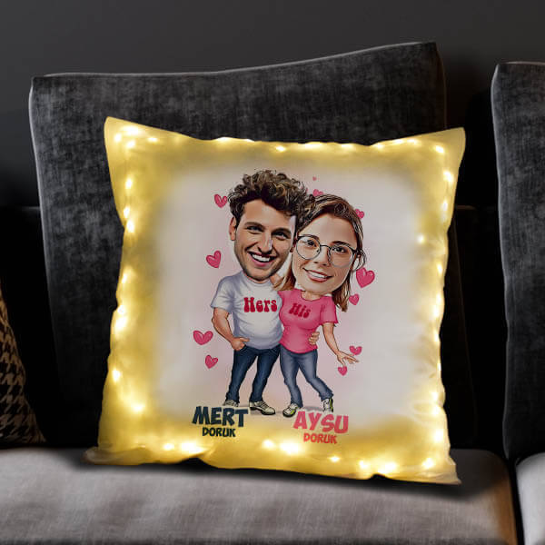 "Happy Lovers" Personalized Caricature LED Pillow