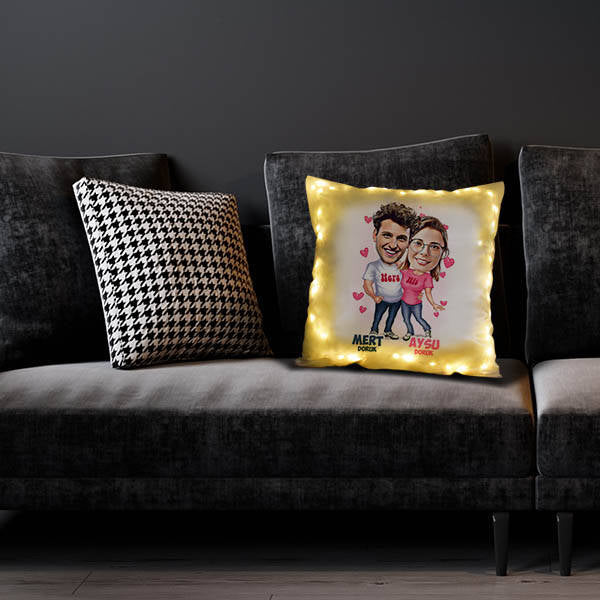 "Happy Lovers" Personalized Caricature LED Pillow