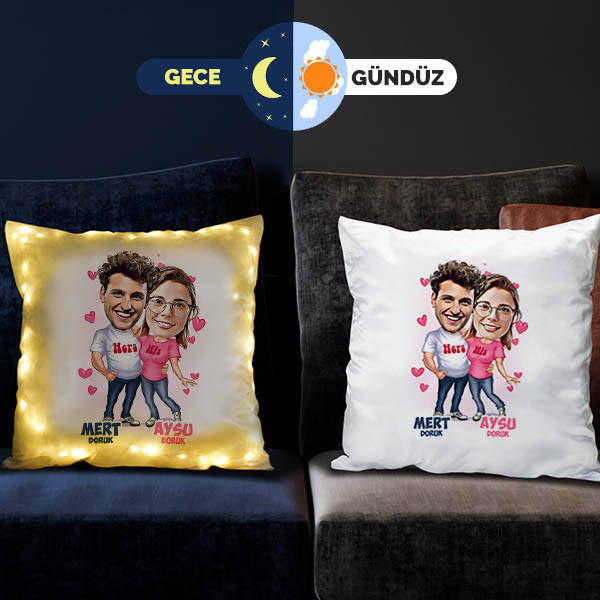 "Happy Lovers" Personalized Caricature LED Pillow