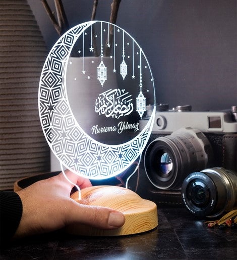 Ramadan Gift - Personalized Crescent & Lantern LED Lamp