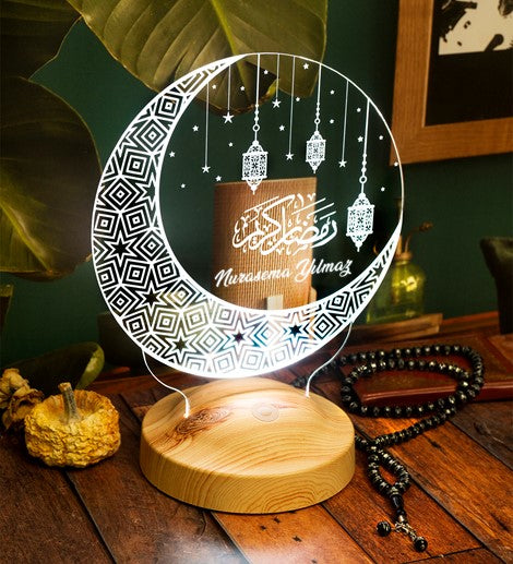 Ramadan Gift - Personalized Crescent & Lantern LED Lamp