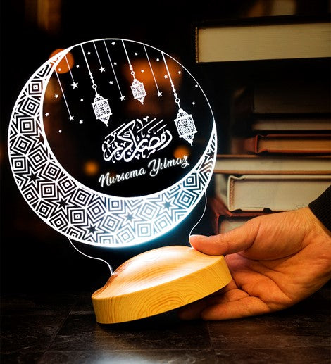 Ramadan Gift - Personalized Crescent & Lantern LED Lamp