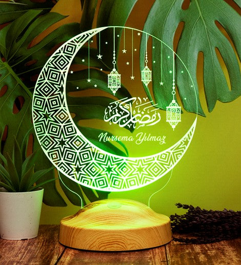 Ramadan Gift - Personalized Crescent & Lantern LED Lamp