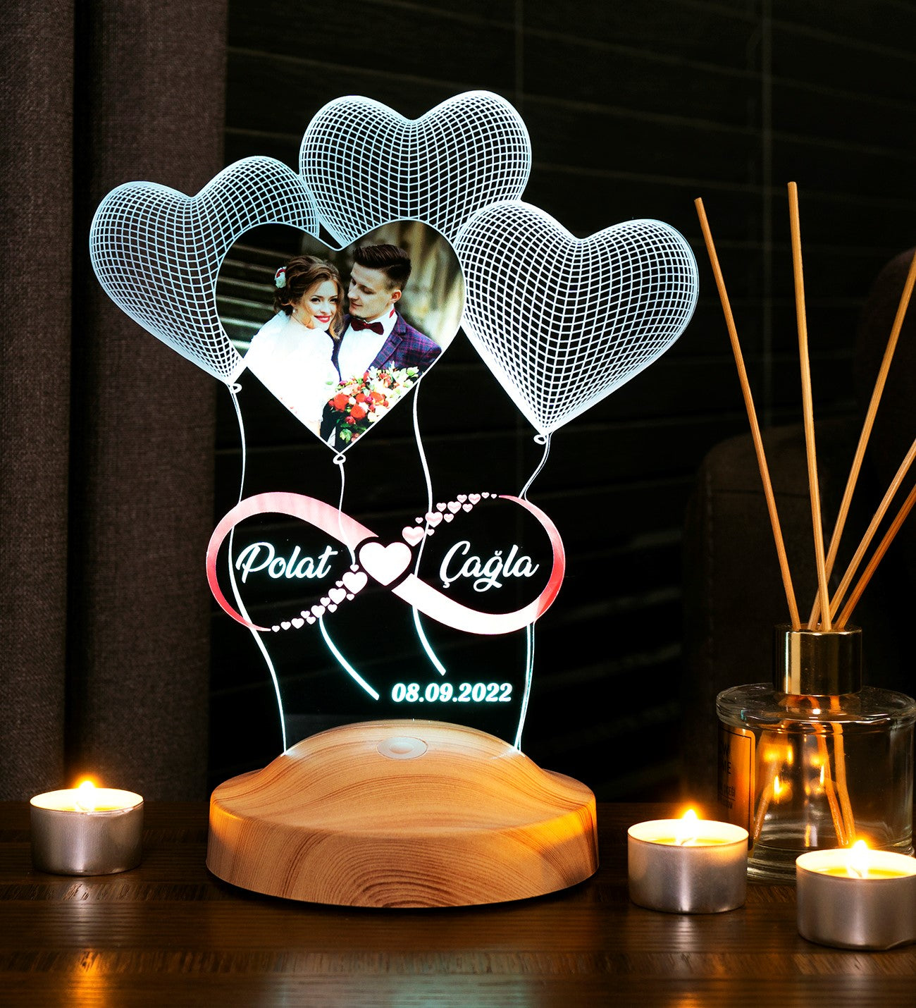 Valentine's Day Gift with Photo - Personalized 3D LED Lamp: Eternal Love