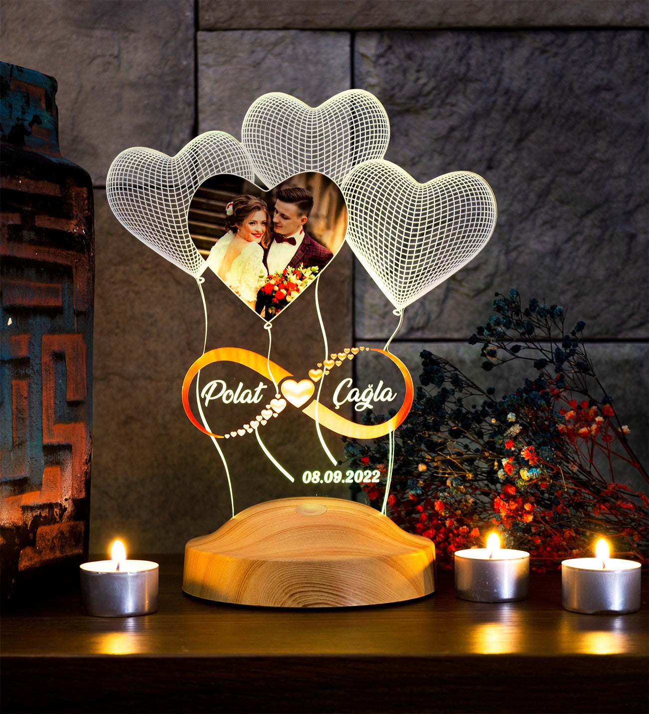 Valentine's Day Gift with Photo - Personalized 3D LED Lamp: Eternal Love