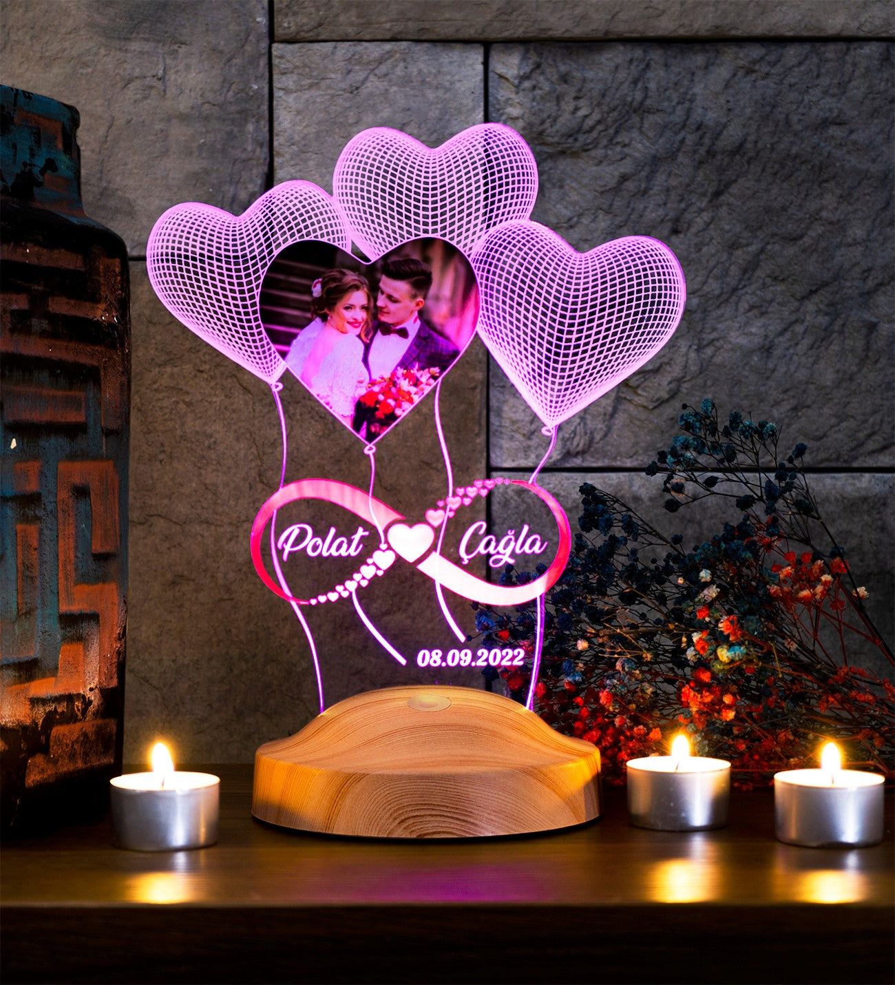 Valentine's Day Gift with Photo - Personalized 3D LED Lamp: Eternal Love